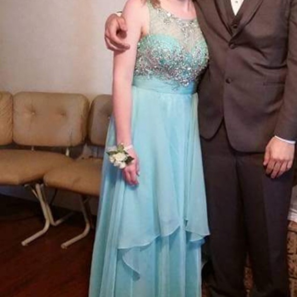 Bedazzled Blue Prom Dress